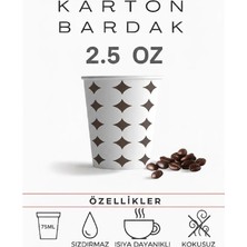 2.5 Oz (70-75 Ml) Karton Bardak,  100 Adet , En Küçük Boy Bardak, Tadım Bardağı, Kahve, Espresso Bardağı, Zemzem Bardağı