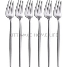 Kittiwake Home Life 6’lı Gümüş Limon ve Fondü Çatalı 13 cm – Paslanmaz Çelik Mini Servis Çatalı Takımı