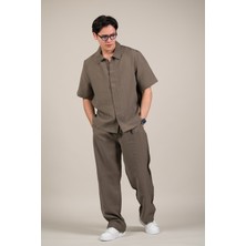Akçaylar Oversize Lyocell Kumaş Yazlık Tiril Tiril Baggy Pantolonlu Gömlekli Takım