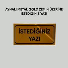 CRF Reklam Promosyon Matbaa Gold Aynalı Aluminyum Kapı Isimliği Istediğiniz Yazıyı Yazdırabilirsiniz Arkası Yapışkanlı 10X20 cm