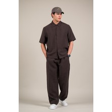 Akçaylar Oversize Lyocell Kumaş Yazlık Tiril Tiril Baggy Pantolonlu Gömlekli Takım