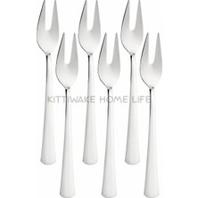 Kittiwake Home Life 6’lı Gümüş Limon ve Fondü Çatalı 11 cm – Paslanmaz Çelik Mini Servis Çatalı Takımı