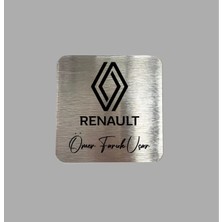 CRF Reklam Promosyon Matbaa Kişiye Özel Renault Isim Soyisim Metal Etiket 6x6 cm Arkası Yapışkanlı