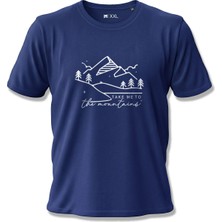 North Whiskers Take Me To The Mountains - Dağ Baskılı Unisex %100 Pamuklu Lacivert Outdoor Tişört