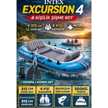 Intex Excursion 4 Kişilik Şişme Bot Seti – Kürekli, Dayanıklı Pvc, Balıkçı ve Kamp Teknesi Pompa Dahil