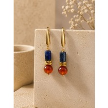 Home Lapis ve Akik Taşı Çelik Küpe | Doğaltaş Sallantılı Küpe