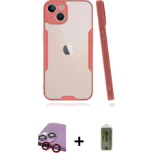 Marsilyan™- iPhone 14 Plus Kılıf Atlas Asil Serisi - Siyah Joko Magic 5d Hayalet Cam + Kırmızı Raze Metal Kamera Lens
