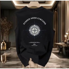 Nigrum Pardus Nıgrum Pardus Yeni Sezon Pusula Sırt Baskılı %100 Pamuk Büyük Beden Kolsuz Erkek T-Shirt