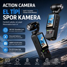 Azurtech LK-032 El Tipi Mini Gimbal Spor Kamera 1080P Hd Vlog Kamerası Döner Lensli Action Camera