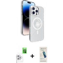 Marsilyan™- iPhone 16 Pro Kılıf Nova Modern Prime - Şeffaf Pasifik Cam Ekran Koruyucu + Beyaz Raze Metal Kamera Lens
