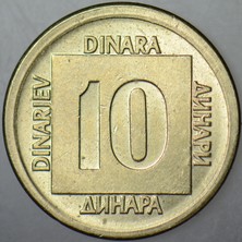Banknoting Yugoslavya 10 Dinar 1988.
