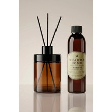 Khakma 220 ml Amber Cam Difüzör Şişesi ve Yasemin Oda Kokusu – Bambu Çubuklu Oda Kokusu
