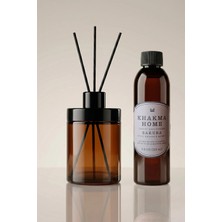 Khakma 220 ml Amber Cam Difüzör Şişesi ve Sakura Oda Kokusu – Bambu Çubuklu Oda Kokusu