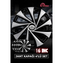 Yonga Oto Aksesuar Toyota Corolla 16 Inç Jant Kapağı 4'lü Set Siyah Gümüş + 4 Amblem + 8 Cırt Kelepçe