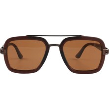 Unisex Kare Çerçeve Kahverengi Güneş Gözlüğü UV400 Korumalı