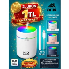 Luvroshe YEN TYPE-C GİRİŞLİ H2o  +1 Flitre Hediyeli Hava Nemlendicirisi LTB IŞIKLI  Ortam hava Yumusatıcı  humudifier Hava Nemlendirici buhar makinası