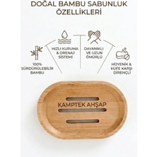 Kamptek Kamp Teknolojisi Ahşap Doğal Bambu Sabunluk - Hızlı Kuruyan Drenajlı Banyo Sabunluğu, Küfe Dayanıklı Oval Sabunluk Altlığı