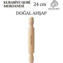 Kamptek Ahşap Atölyesinden Küçük Hobi Kurabiye Merdanesi Verniksiz Doğal 24 cm