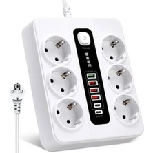 Die Grup 3000W 6'lı Priz Uzatma Kablosu - 4 Usb, 2 Type-C Giriş