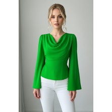 E-Bulurum Kadın Ispanyol Kollu Modern Stil Bluz
