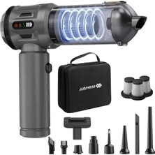 Die Grup Yeni Güçlendirilmiş Yedek Filtreli Araç Süpürgesi Taşınabilir Çantalı 20000PA, 4'ü1 Arada El Tipi Süpürge&üfleyici LCD Ekran, Çoklu Başlıklar, Ev, Araba, Evcil Hayvan Tüyleri Için Mini Şarjlı Süpürge