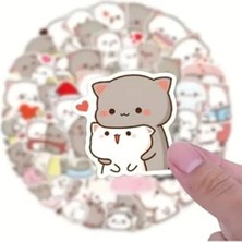 Die Grup Laptop ve Tablet Için 50'li Kedi Temalı Sticker Seti, Eğlenceli Tasarım