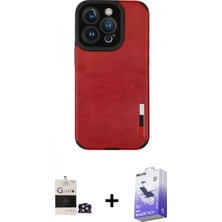 Marsilyan™- iPhone 14 Pro Max Kılıf Doruk Asil Koleksiyonu - Siyah Bilvis 5in1 5d Magic Hayalet Cam Ekran Koruyucu + Gold Bilvis Titan Kamera Lens