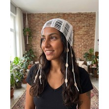 Sfenks. El Örgüsü Deniz Kabuğu Detaylı Saç Aksesuarı & Bandana