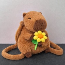 Ziventa Kapibara Peluş Sırt Çantası Sevimli Çocuk Fermuarlı Kahverengi Kapipara Capybara Sevgili