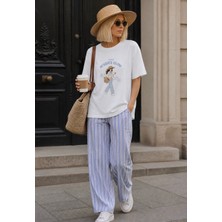 İbeeka Summer Glow Illustration 3D T-Shirt Hasır Aplike Detaylı  - Ekru - M - ST01222-EKRU-M
