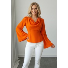 E-Bulurum Kadın Ispanyol Kollu Modern Stil Bluz