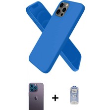 Marsilyan™- iPhone 12 Pro Max Kılıf Kozmos Yansıma Özel Seri - Siyah Joko Magic 5d Cam + Mavi Neon Fosforlu Kamera Lens