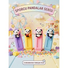 ÖZ OFİS Sporcu Pandalar Serisi Sevimli Pastel Renk Sürgülü Silgi - Yumuşak & Iz Bırakmaz - Tekli