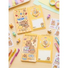 ÖZ OFİS Capybara Kapibara Sticker & Notepad Ikisi Bir Arada Set - Stres Çarklı Defter - Baskılı Not Defteri