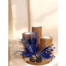Buket Düşler Atölyesi %100 Doğal Ahşap Mumluk Seti / Taban Çapı 20 cm YÜKSEKLIK16 cm / 3'lü Set / Alt Stanta Sabit