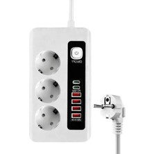 Die Grup 3500W Akım Korumalı Çoklu Priz, 3 Priz Girişi, 2 Type-C + 4 USB Port