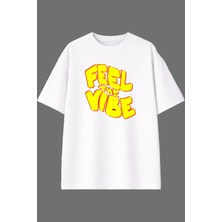 Vsrn Feel The Boy Tasarım Ön Baskılı Beyaz Oversize T Shirt