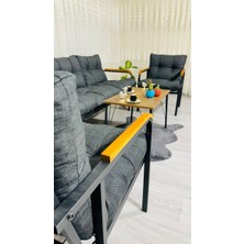 Sofmina Begonvil Balkon, Bahçe - Metal Kanepe Koltuk Takımı 3+1+1 + Sehpa Antrasit
