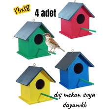 ncy Ahşap Kuş Yuvası Kuş Evi Dış Mekan Suya Dayanıklı  4 Adet  13x18  cm