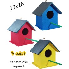 ncy Ahşap Kuş Yuvası  Kuş Evi Vernikli Dış Mekan Suya Dayanıklı 13x18  cm 8 mm