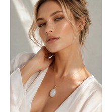 Solare Accessories Ay Taşı Altın Kaplama Detaylı Kolye