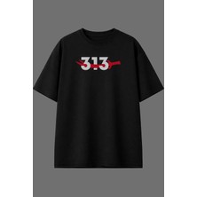 Vsrn Kılıç 3 Tasarım Ön Baskılı Siyah Oversize T Shirt