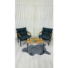 Sofmina Lale Balkon, Bahçe, Cafe Metal Kanepe Koltuk Takımı 2 Tekli + Sehpa Antrasit