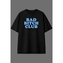 Vsrn Bad Bıch Tasarım Ön Baskılı Siyah Oversize T Shirt