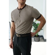 Moda Riviera Çizgili Hakim Yaka T-Shirt