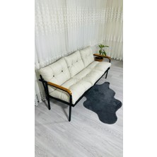 Sofmina Madame Home Karanfil Balkon, Bahçe, Cafe - Metal Kanepe Koltuk Takımı 3 Lü Krem