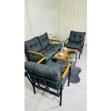 Sofmina Madame Home Kaktüs Balkon, Bahçe,teras,cafe - Salon - Metal Kanepe Koltuk Takımı - 2 1 1 Sehpa Antrasit