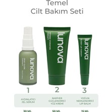 Lunova Yoğun Nemlendirici Bariyer Güçlendirici Bakım Seti | Jel Serum (30ML) Krem (50ML) Lip Balm (15ML)