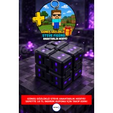 Minecraft Tarzı Enderman Stres Küpü, Sonsuz Küp + Güneş Gözlüklü Steve Anahtarlık