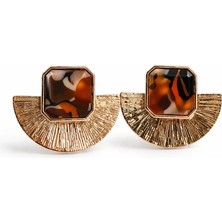 Felix Accessories Lunéa Arc Stone Küpe Kahverengi